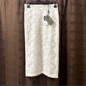 NWT Burberry White Floral Lace Lined Cotton Silk Women’s Skirt size‎ 6 reg $550